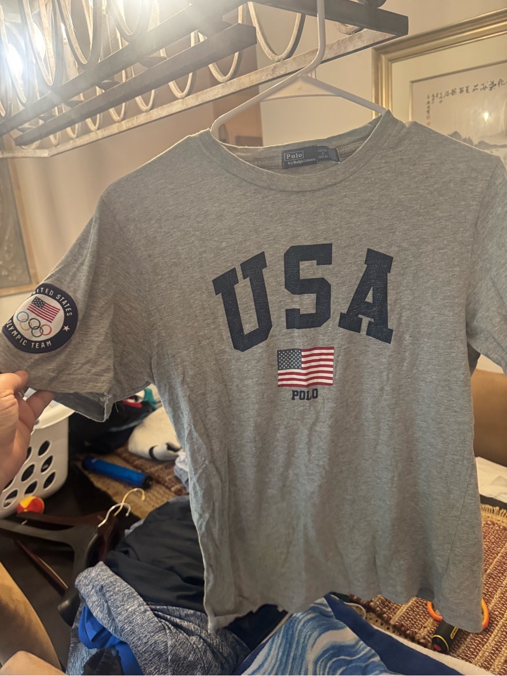 Polo by Ralph Lauren Gray USA Flag Graphic Short Sleeve Tee